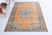 1970'lerden Anadolu kökenli oryantal desenli el dokuma vintage halı, 173x275 cm