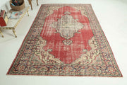 El yapımı vintage halı 152x274 cm çiçek desenli desenli yün - detay görünümü