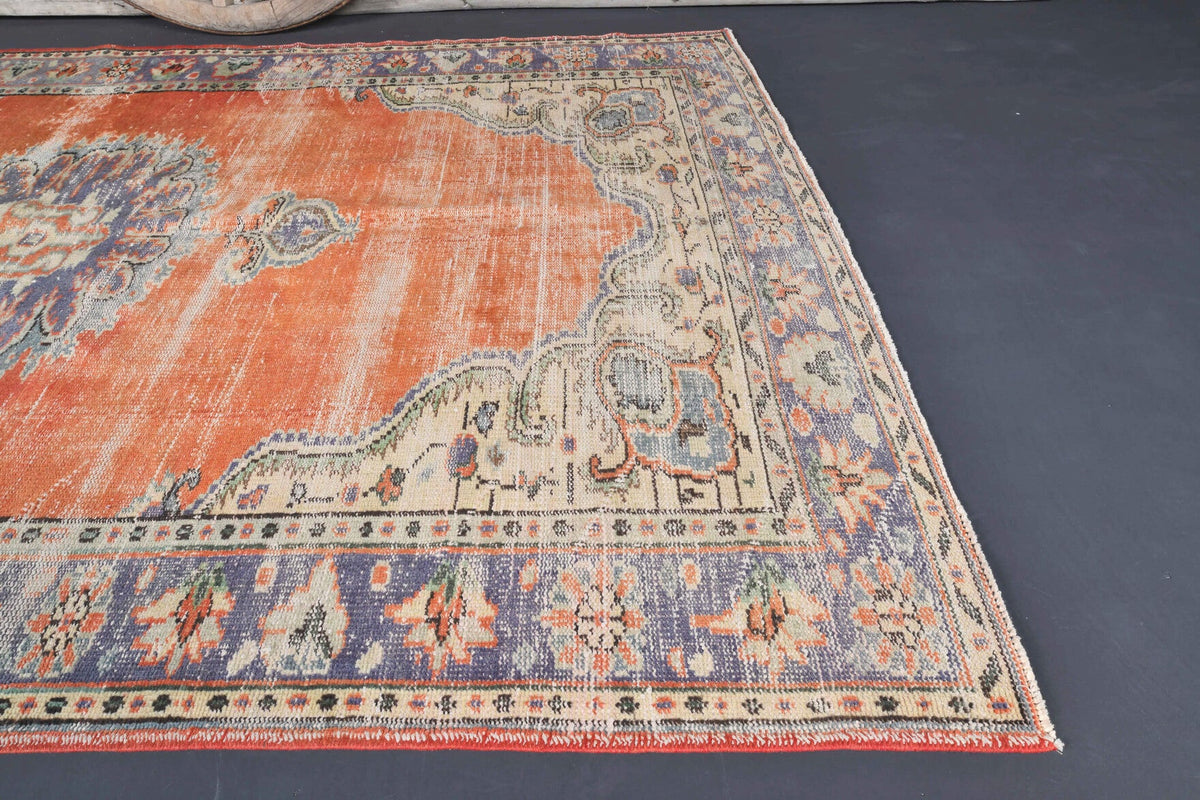 El yapımı vintage halı 183x274 cm çiçek desenli desenli yün - desen detayı