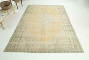 1950'lerden Anadolu kökenli oryantal desenli el dokuma vintage halı, 184x270 cm
