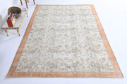 El yapımı vintage halı 213x310 cm çiçek desenli desenli yün - detay görünümü