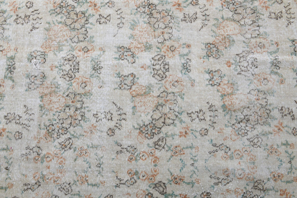 El yapımı vintage halı 213x310 cm çiçek desenli desenli yün - mekan görünümü