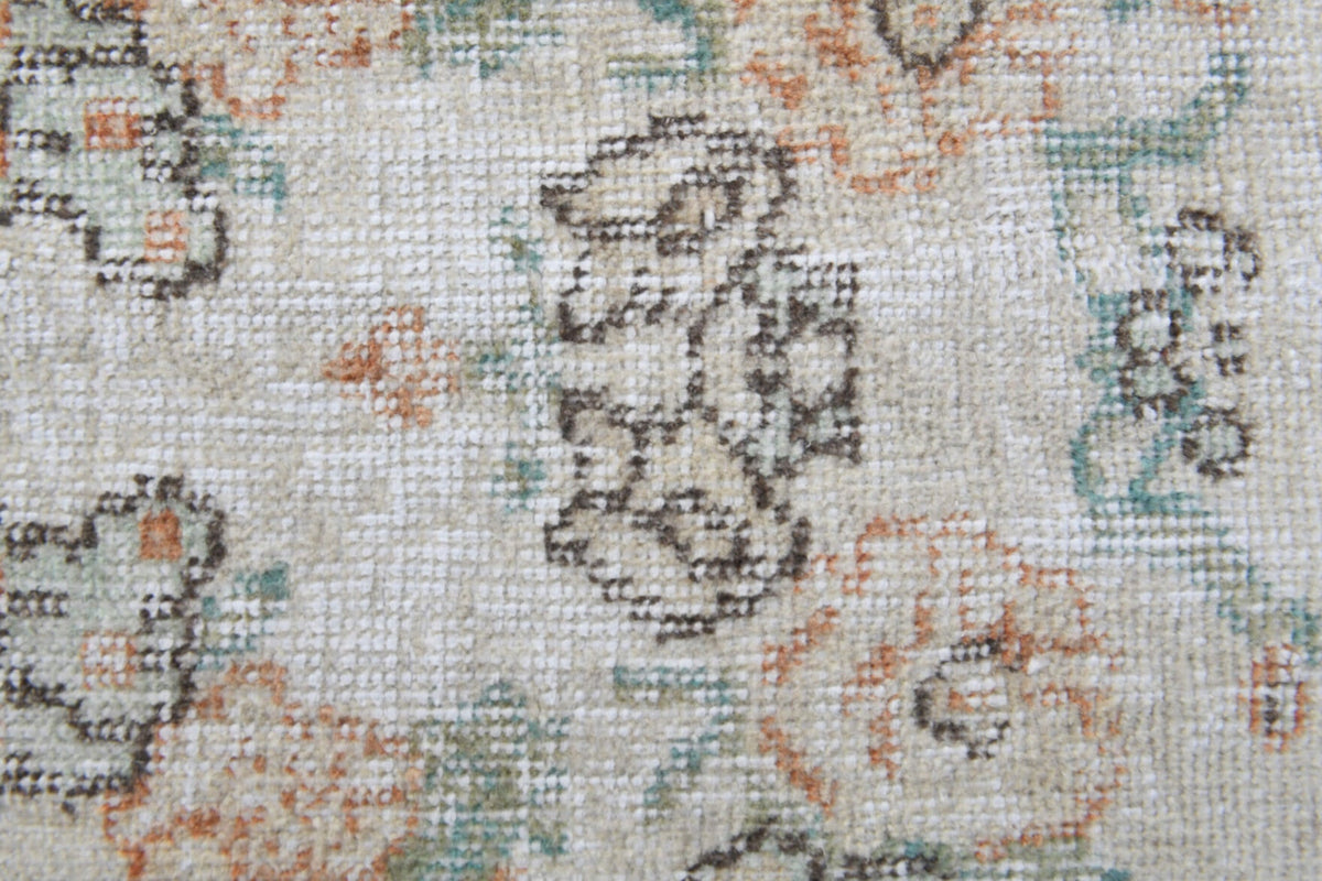El yapımı vintage halı 213x310 cm çiçek desenli desenli yün - üstten görünüm