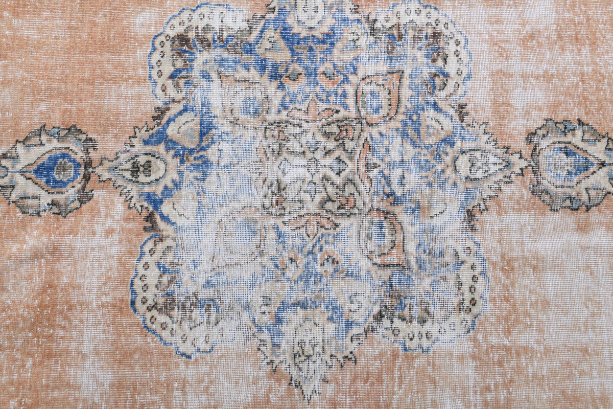El yapımı vintage halı 203x318 cm çiçek desenli desenli yün - üstten görünüm