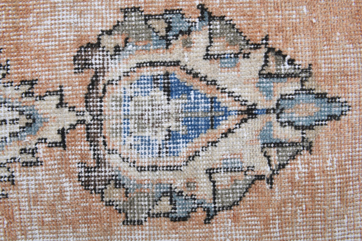 El yapımı vintage halı 203x318 cm çiçek desenli desenli yün - açık alan görünümü