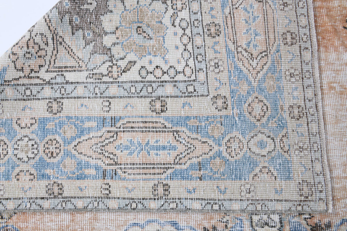 El yapımı vintage halı 203x318 cm çiçek desenli desenli yün - farklı açıdan görünüm
