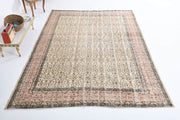 El yapımı vintage halı 218x318 cm çiçek desenli desenli yün - detay görünümü