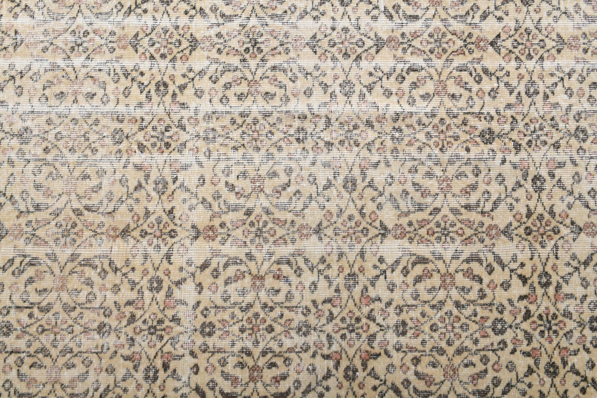 El yapımı vintage halı 218x318 cm çiçek desenli desenli yün - mekan görünümü