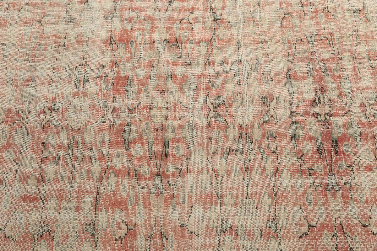 El yapımı vintage halı 213x274 cm çiçek desenli desenli yün - mekan görünümü