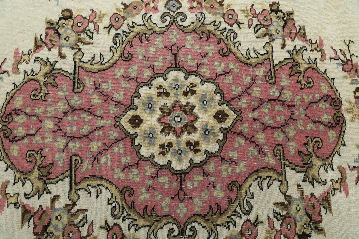 El yapımı vintage halı 183x274 cm çiçek desenli desenli yün - desen detayı