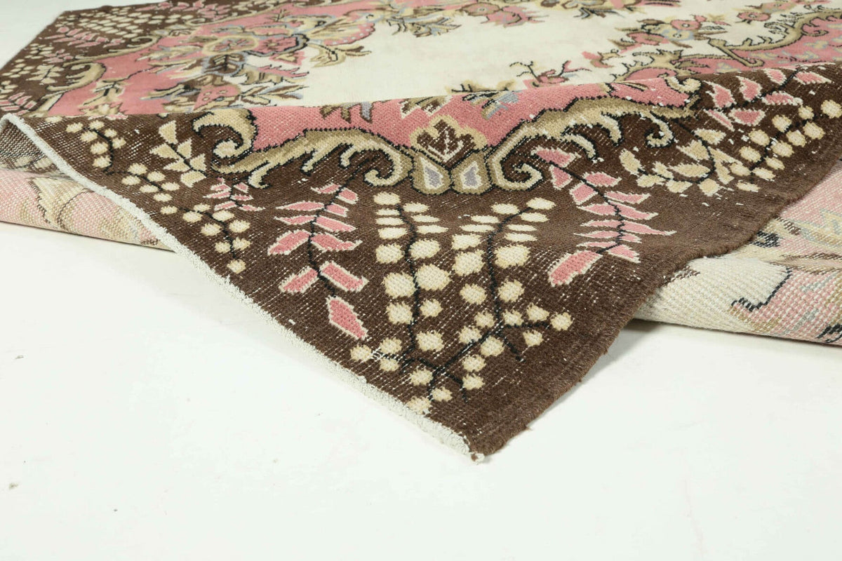El yapımı vintage halı 183x274 cm çiçek desenli desenli yün - mekan görünümü