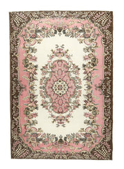 El yapımı vintage halı 183x274 cm çiçek desenli desenli yün