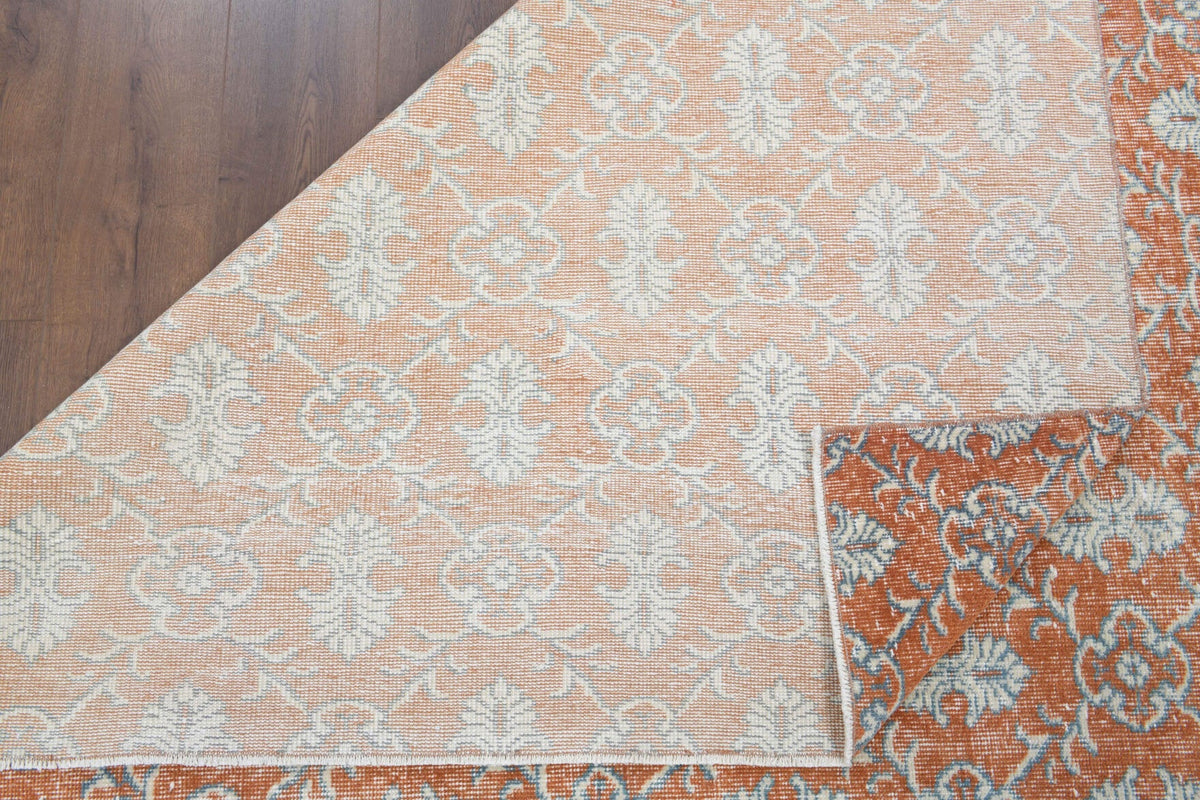 El yapımı vintage halı 213x305 cm damask desenli yün - mekan görünümü