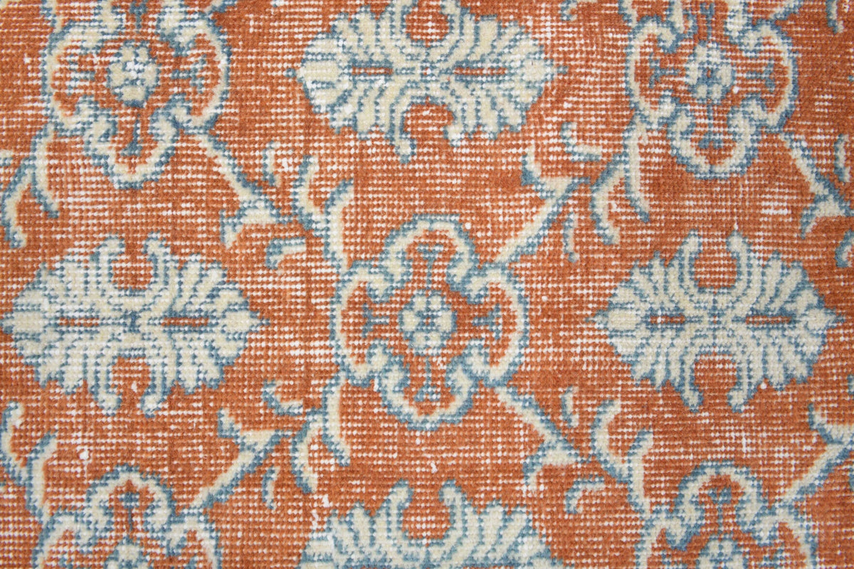 El yapımı vintage halı 213x305 cm damask desenli yün - üstten görünüm