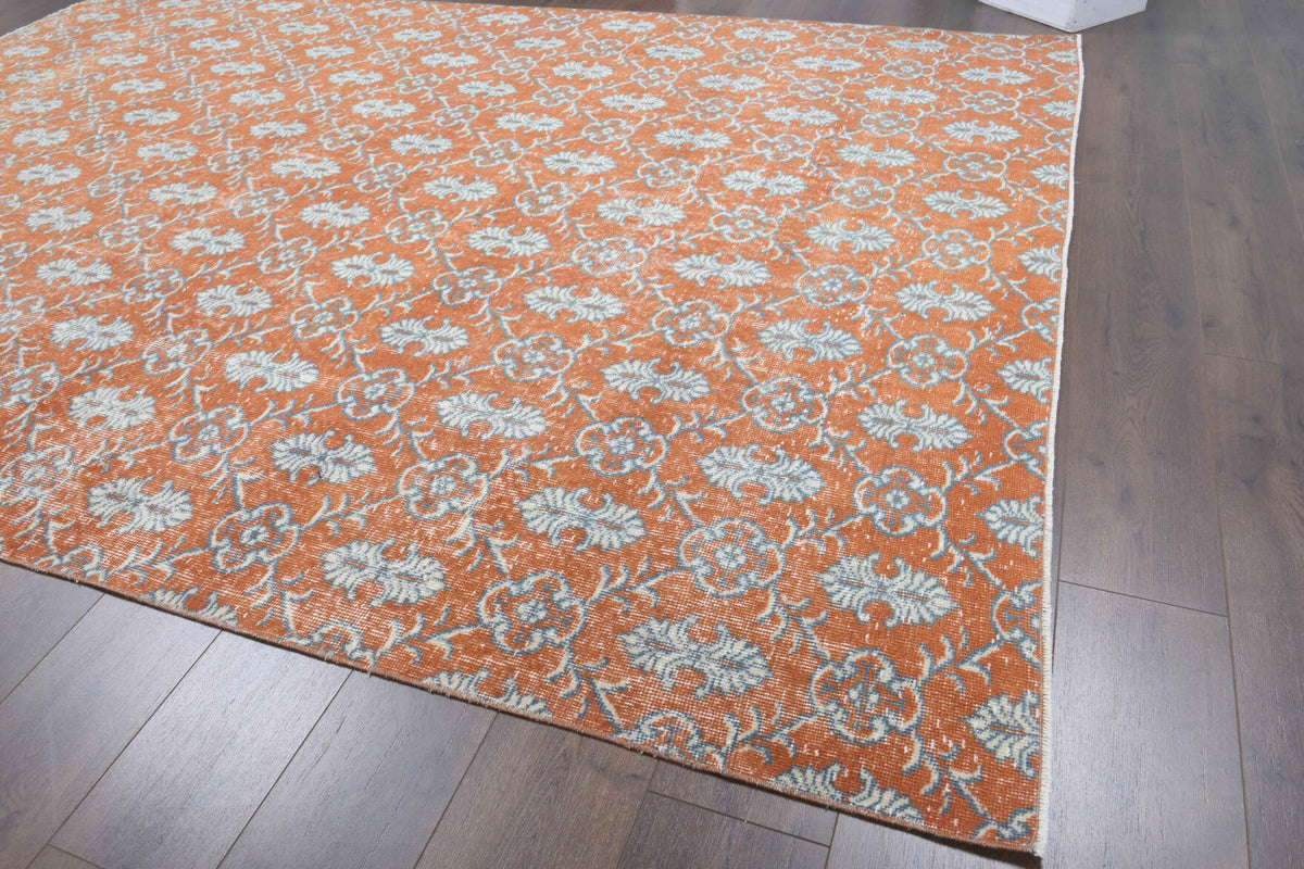 El yapımı vintage halı 213x305 cm damask desenli yün - farklı açıdan görünüm