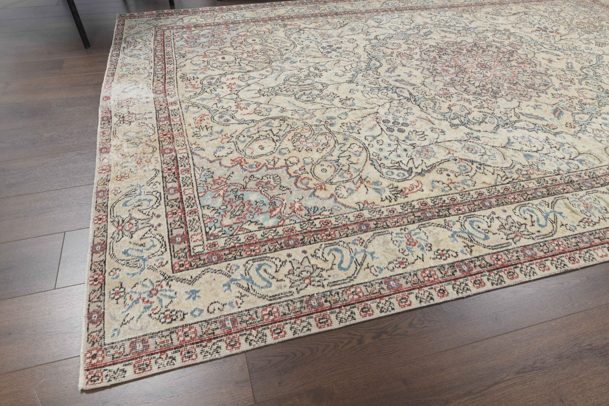 El yapımı vintage halı 216x320 cm çiçek desenli desenli yün - desen detayı
