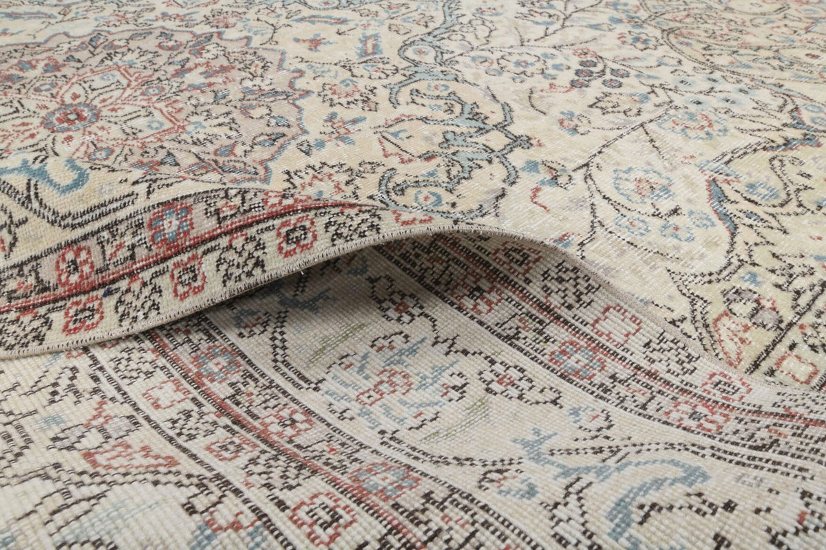 El yapımı vintage halı 216x320 cm çiçek desenli desenli yün - mekan görünümü
