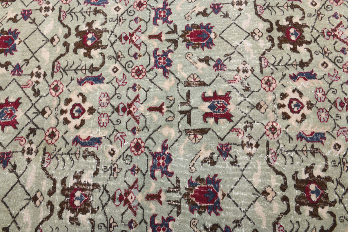 El yapımı vintage halı 208x330 cm çiçek desenli desenli yün - desen detayı