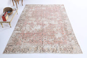 1960'lardan Anadolu kökenli çiçek desenli el dokuma vintage halı, 212x320 cm