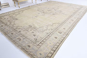 El yapımı vintage halı 213x305 cm oryantal desenli yün - detay görünümü