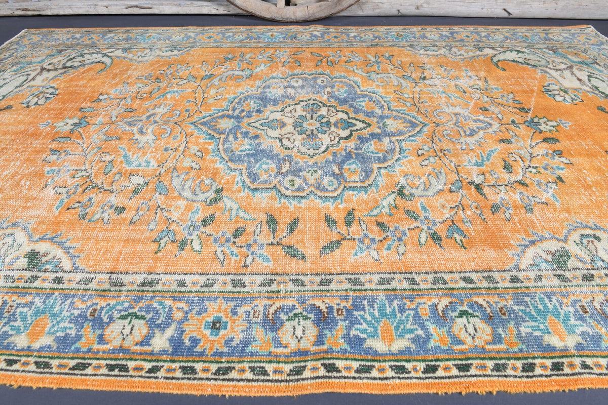 El yapımı vintage halı 188x295 cm oryantal desenli yün - desen detayı