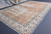 El yapımı vintage halı 193x305 cm çiçek desenli desenli yün - detay görünümü