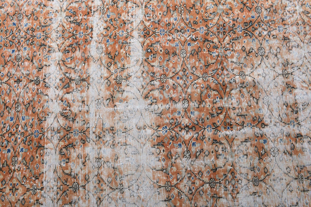 El yapımı vintage halı 193x305 cm çiçek desenli desenli yün - açık alan görünümü