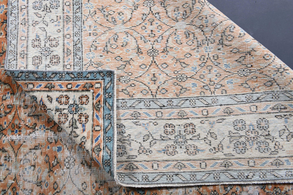 El yapımı vintage halı 193x305 cm çiçek desenli desenli yün - farklı açıdan görünüm