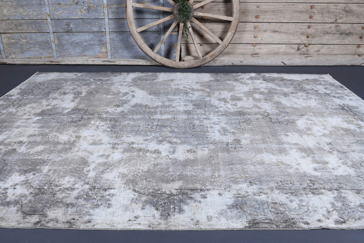 El yapımı vintage halı 183x305 cm çiçek desenli desenli yün - yakın çekim doku detayı