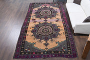 El yapımı vintage halı 183x366 cm mandala desenli yün - detay görünümü