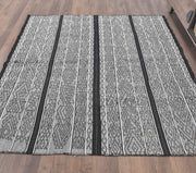 El yapımı vintage halı 211x213 cm çizgili desenli yün - detay görünümü