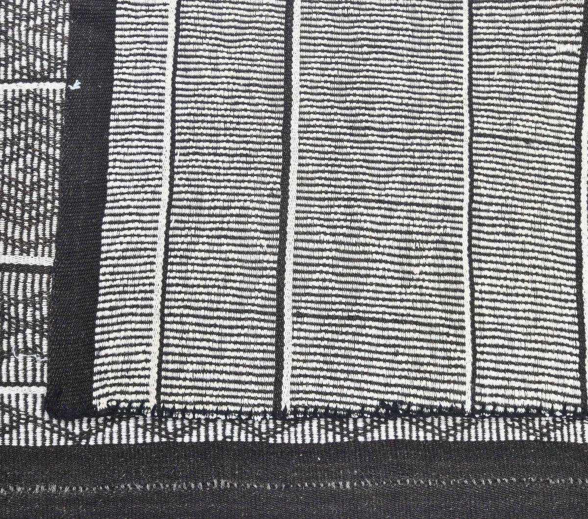 El yapımı vintage halı 211x213 cm çizgili desenli yün - üstten görünüm