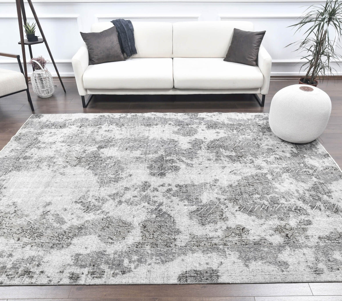 Vintage Anatolian Distressed Gray Area Rug