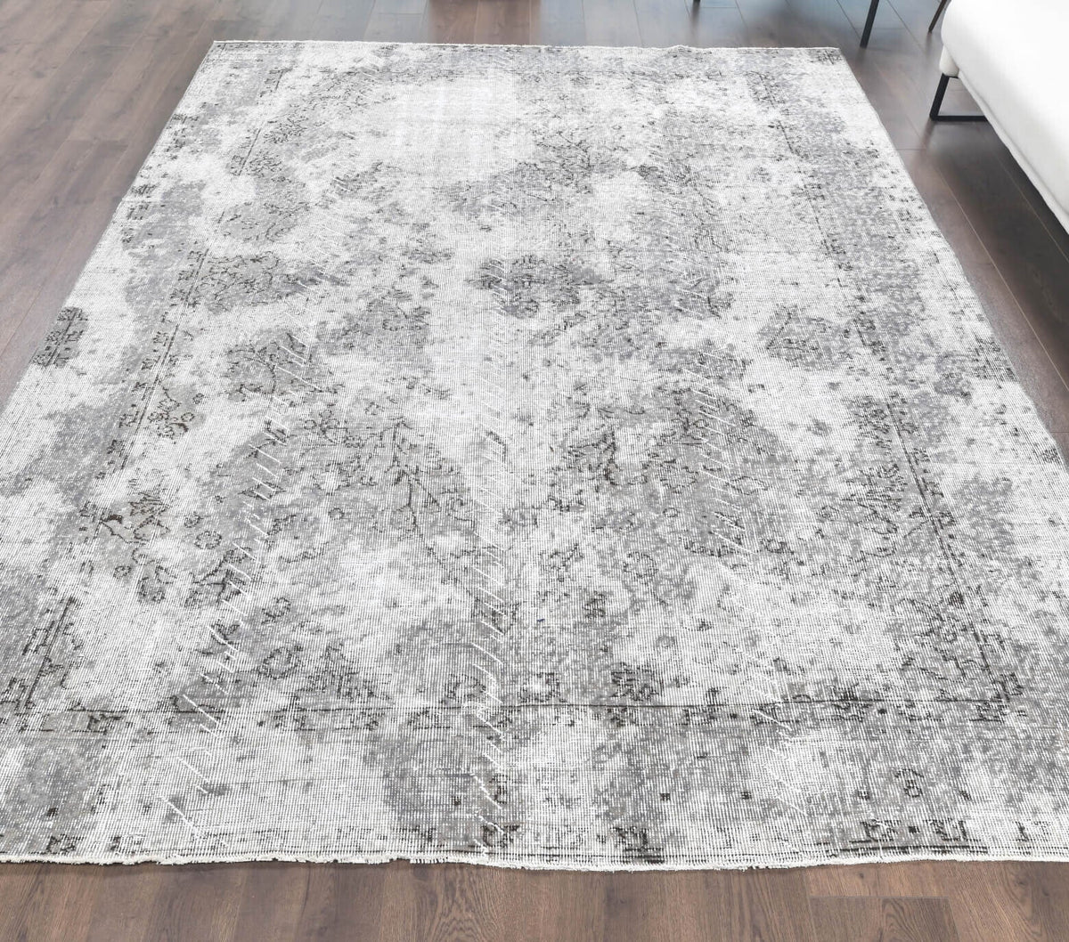 Vintage Anatolian Distressed Gray Area Rug