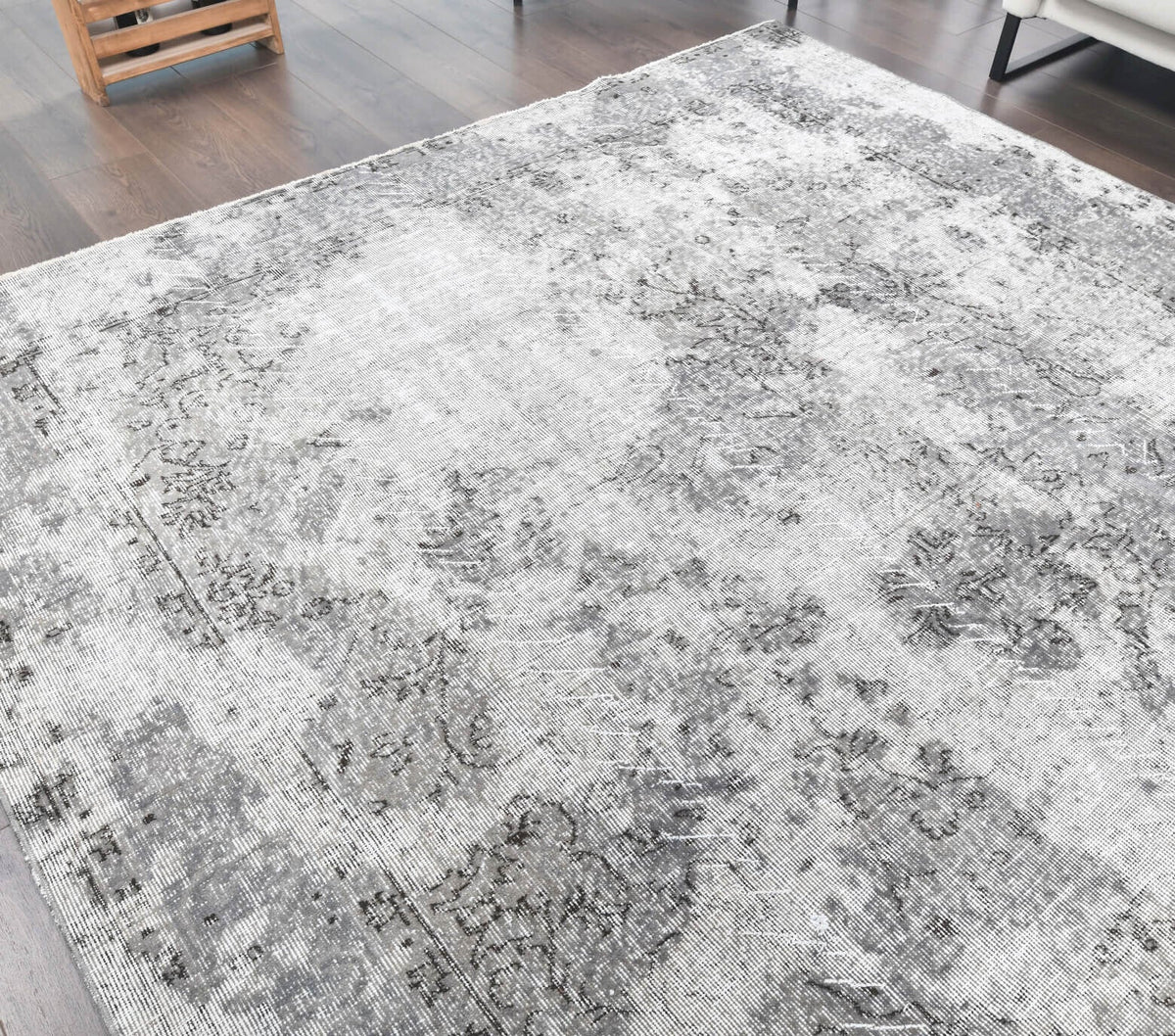 Vintage Anatolian Distressed Gray Area Rug