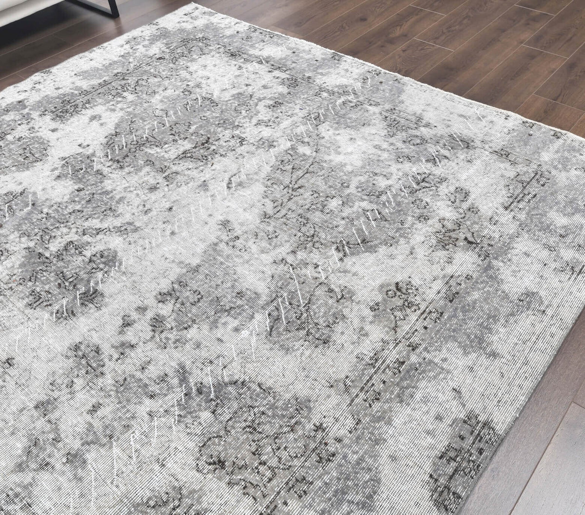 Vintage Anatolian Distressed Gray Area Rug