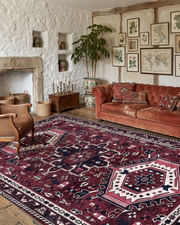 Uşak Blue Red Vintage Kilim Carpet