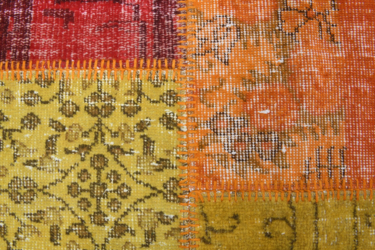 El yapımı vintage halı 254x302 cm tribal desenli yün - desen detayı