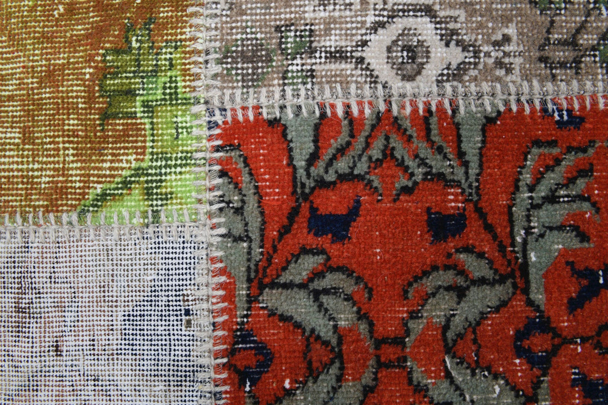 El yapımı vintage halı 254x302 cm çiçek desenli desenli yün - desen detayı