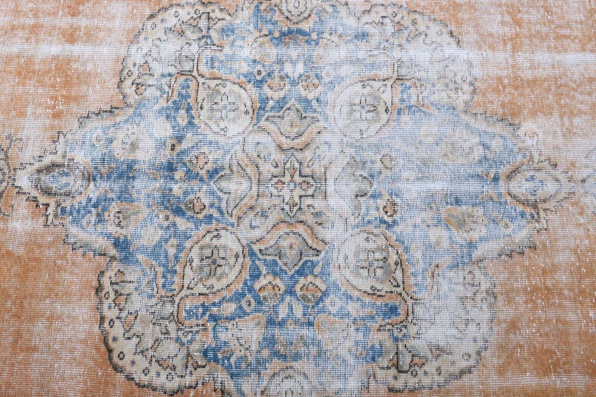 El yapımı vintage halı 241x325 cm oryantal desenli yün - desen detayı