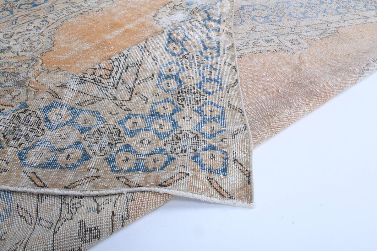El yapımı vintage halı 241x325 cm oryantal desenli yün - üstten görünüm