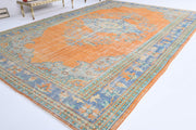 El yapımı vintage halı 213x335 cm oryantal desenli yün - detay görünümü