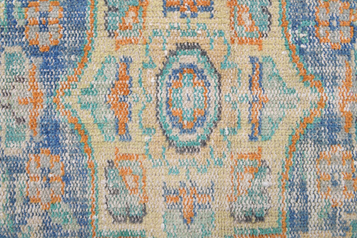 El yapımı vintage halı 213x335 cm oryantal desenli yün - desen detayı