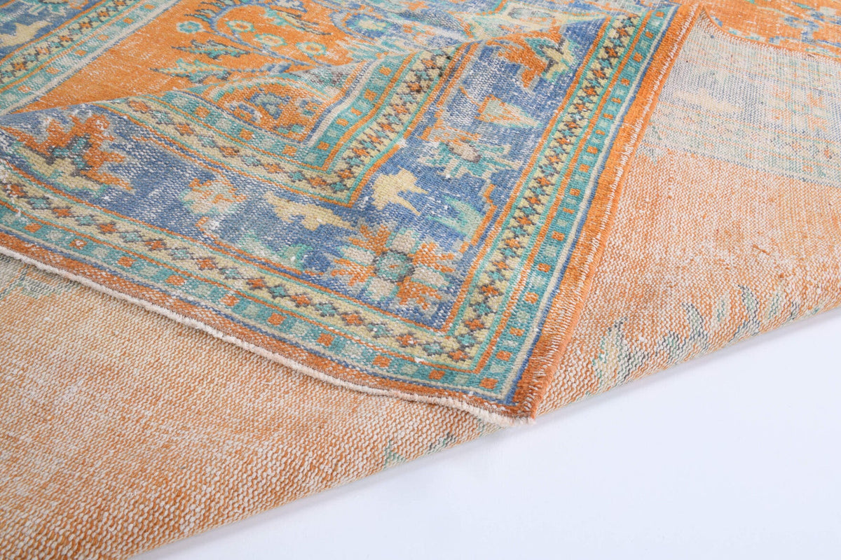 El yapımı vintage halı 213x335 cm oryantal desenli yün - üstten görünüm