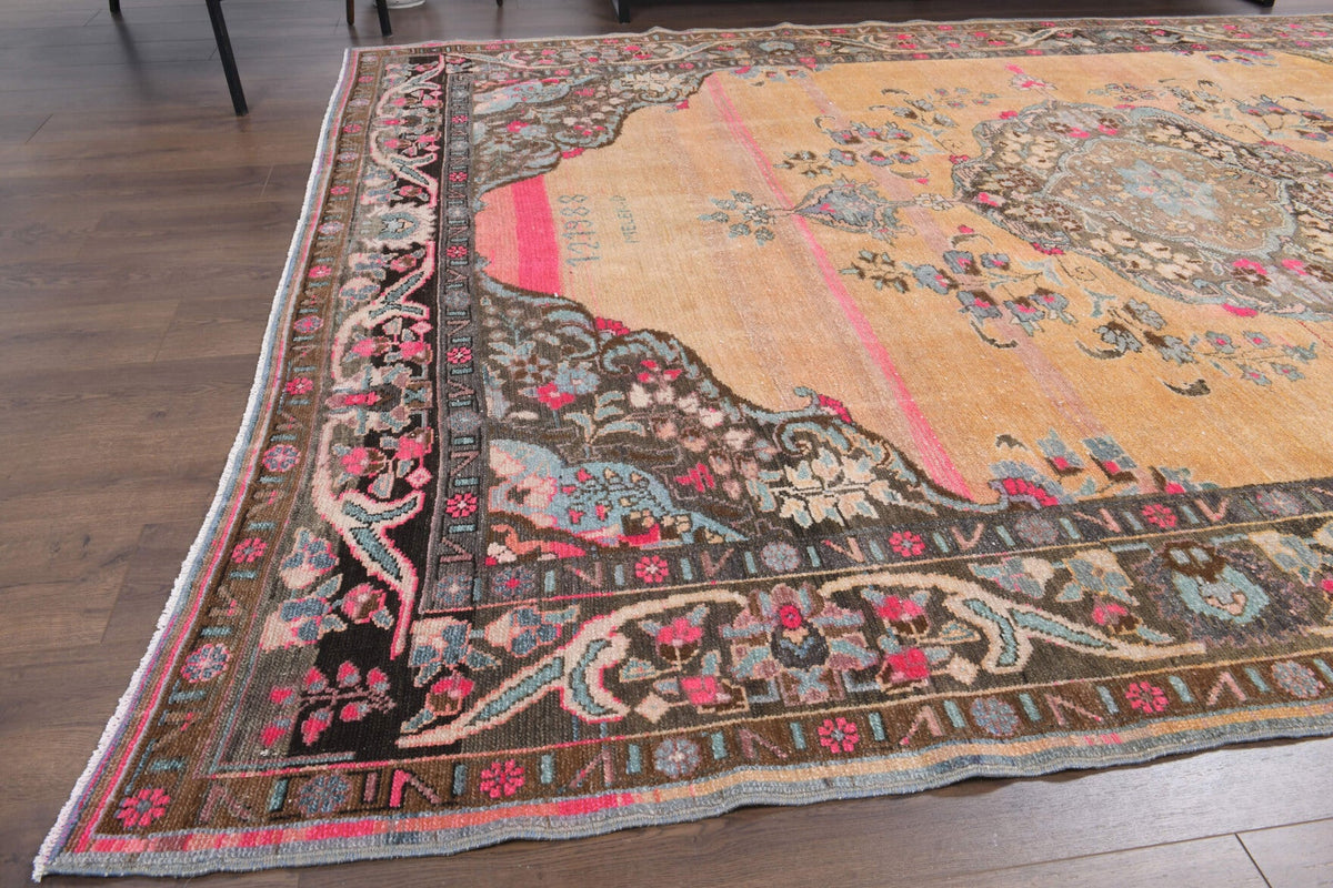 El yapımı vintage halı 249x348 cm oryantal desenli yün - desen detayı