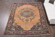 El yapımı vintage halı 249x348 cm oryantal desenli yün - detay görünümü