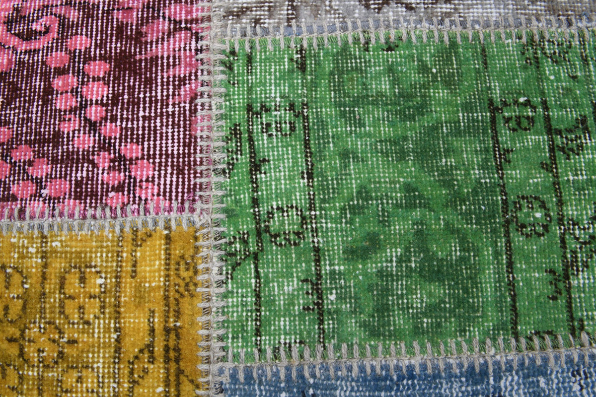 El yapımı vintage halı 254x348 cm tribal desenli yün - desen detayı