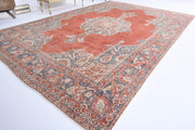 El yapımı vintage halı 231x351 cm oryantal desenli yün - detay görünümü