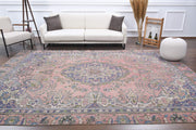 El yapımı vintage halı 249x353 cm oryantal desenli yün - detay görünümü
