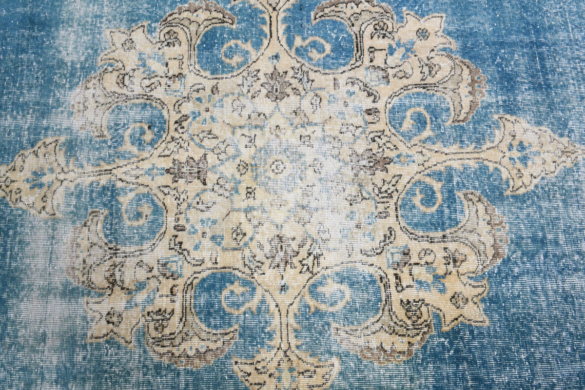 El yapımı vintage halı 257x371 cm oryantal desenli yün - desen detayı